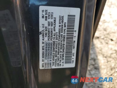 Zdjęcie 13 z 13 samochodu: 2015 HONDA ODYSSEY EXL VIN:5FNRL5H62FB118565 - miniatura