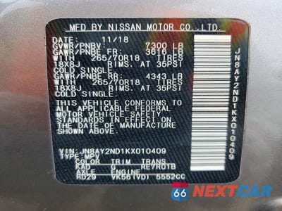 Zdjęcie 13 z 13 samochodu: 2019 NISSAN ARMADA SV VIN:JN8AY2ND1KX010409 - miniatura