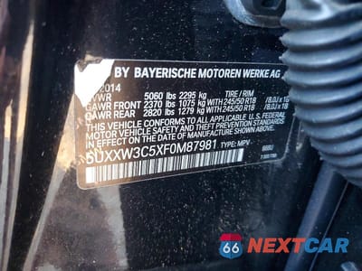 Zdjęcie 13 z 13 samochodu: 2015 BMW X4 XDRIVE28I VIN:5UXXW3C5XF0M87981 - miniatura