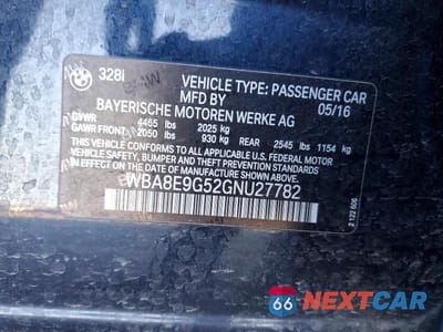 Zdjęcie 12 z 12 samochodu: 2016 BMW 328 I SULEV VIN:WBA8E9G52GNU27782 - miniatura