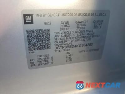 Zdjęcie 12 z 12 samochodu: 2019 GMC SIERRA C1500 SLE VIN:3GTP8BED4KG304283 - miniatura