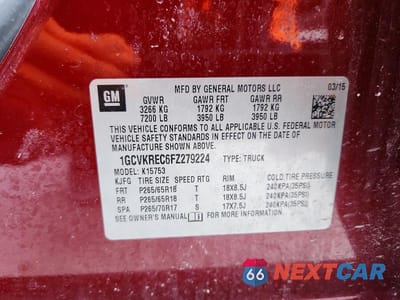 Zdjęcie 12 z 12 samochodu: 2015 CHEVROLET SILVERADO K1500 LT VIN:1GCVKREC6FZ279224 - miniatura