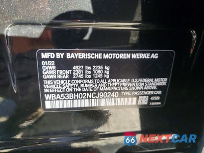 Zdjęcie 12 z 12 samochodu: 2022 BMW 530 I VIN:WBA53BH02NCJ90240 - miniatura