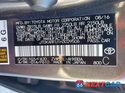 Zdjęcie 12 z 12 samochodu: 2017 TOYOTA PRIUS TWO ECO VIN:JTDKARFU1H3029506 - miniatura