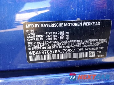 Zdjęcie 12 z 12 samochodu: 2019 BMW 330XI VIN:WBA5R7C57KAJ79837 - miniatura