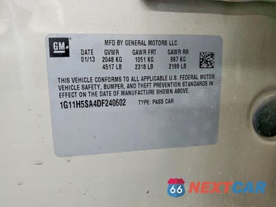 Zdjęcie 12 z 12 samochodu: 2013 CHEVROLET MALIBU LTZ VIN:1G11H5SA4DF240602 - miniatura