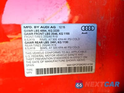 Zdjęcie 13 z 13 samochodu: 2016 AUDI Q3 PRESTIGE VIN:WA1GFCFS9GR014194 - miniatura