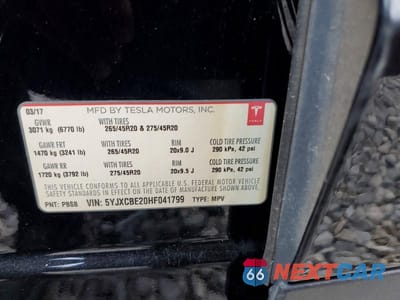 Zdjęcie 13 z 13 samochodu: 2017 TESLA MODEL X VIN:5YJXCBE20HF041799 - miniatura