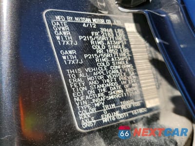 Zdjęcie 12 z 12 samochodu: 2012 NISSAN JUKE S VIN:JN8AF5MR9CT112165 - miniatura