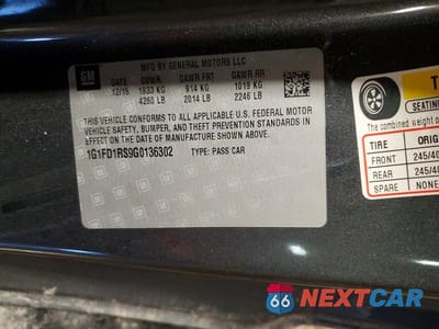 Zdjęcie 12 z 12 samochodu: 2016 CHEVROLET CAMARO LT VIN:1G1FD1RS9G0136302 - miniatura