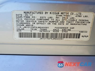 Zdjęcie 12 z 12 samochodu: 2018 INFINITI Q50 PURE VIN:JN1CV7APXJM240091 - miniatura