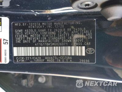 Zdjęcie 12 z 12 samochodu: 2021 TOYOTA CAMRY SE VIN:4T1G11BK5MU026071 - miniatura