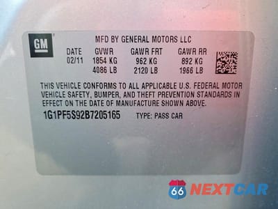Zdjęcie 12 z 12 samochodu: 2011 CHEVROLET CRUZE LT VIN:1G1PF5S92B7205165 - miniatura