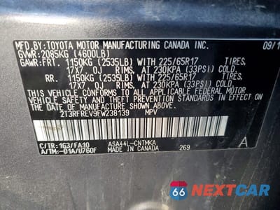 Zdjęcie 13 z 13 samochodu: 2015 TOYOTA RAV4 XLE VIN:2T3RFREV9FW238139 - miniatura