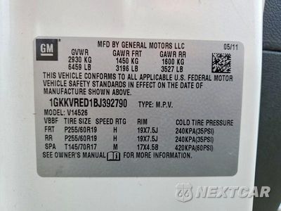 Zdjęcie 13 z 13 samochodu: 2011 GMC ACADIA SLT-1 VIN:1GKKVRED1BJ392790 - miniatura