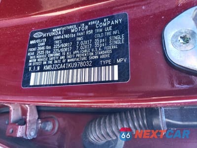 Zdjęcie 13 z 13 samochodu: 2019 HYUNDAI TUCSON SE VIN:KM8J2CA41KU978032 - miniatura