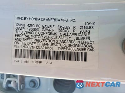 Zdjęcie 12 z 12 samochodu: 2020 HONDA ACCORD LX VIN:1HGCV1F12LA010856 - miniatura