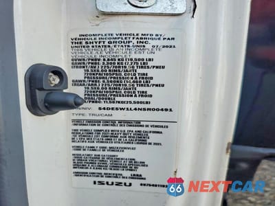 Zdjęcie 10 z 10 samochodu: 2022 ISUZU NRR DUMP TRUCK VIN:54DE5W1L4NSR00491 - miniatura
