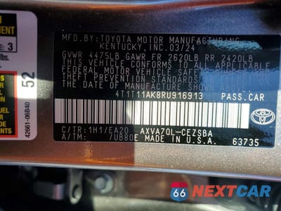 Zdjęcie 13 z 13 samochodu: 2024 TOYOTA CAMRY VIN:4T1T11AK8RU916913 - miniatura