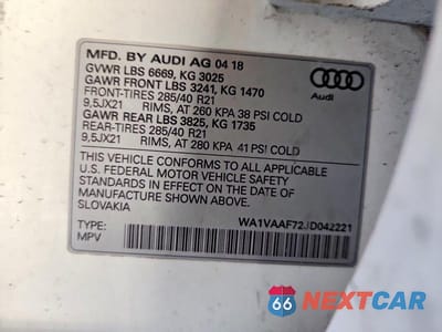 Zdjęcie 13 z 13 samochodu: 2018 AUDI Q7 PRESTIGE VIN:WA1VAAF72JD042221 - miniatura