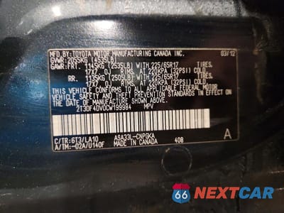 Zdjęcie 13 z 13 samochodu: 2012 TOYOTA RAV4 LIMITED VIN:2T3DF4DV0CW199984 - miniatura