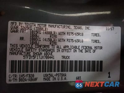 Zdjęcie 13 z 13 samochodu: 2018 TOYOTA TUNDRA CREWMAX SR5 VIN:5TFDY5F17JX708441 - miniatura