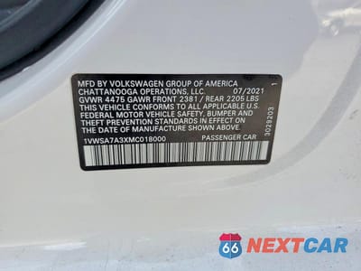 Zdjęcie 12 z 12 samochodu: 2021 VOLKSWAGEN PASSAT SE VIN:1VWSA7A3XMC018000 - miniatura
