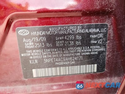 Zdjęcie 12 z 12 samochodu: 2010 HYUNDAI SONATA GLS VIN:5NPET4AC9AH624171 - miniatura