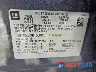 Zdjęcie 12 z 13 samochodu: 2015 GMC SIERRA K2500 SLT VIN:1GT12ZEB0FF500128 - miniatura