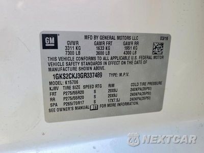 Zdjęcie 12 z 12 samochodu: 2016 GMC YUKON DENALI VIN:1GKS2CKJ3GR337489 - miniatura