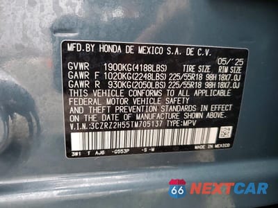 Zdjęcie 13 z 13 samochodu: 2026 HONDA HR-V SPORT VIN:3CZRZ2H55TM705137 - miniatura