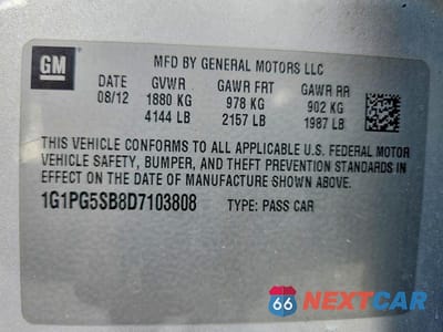 Zdjęcie 12 z 12 samochodu: 2013 CHEVROLET CRUZE LTZ VIN:1G1PG5SB8D7103808 - miniatura