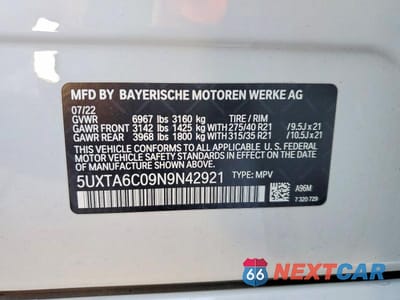 Zdjęcie 13 z 13 samochodu: 2022 BMW X5 XDRIVE45E VIN:5UXTA6C09N9N42921 - miniatura