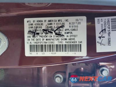 Zdjęcie 12 z 12 samochodu: 2011 HONDA ACCORD LX VIN:1HGCP2F37BA132662 - miniatura