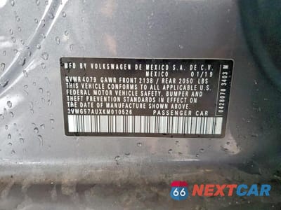 Zdjęcie 12 z 12 samochodu: 2019 VOLKSWAGEN GOLF S VIN:3VWG57AUXKM010526 - miniatura