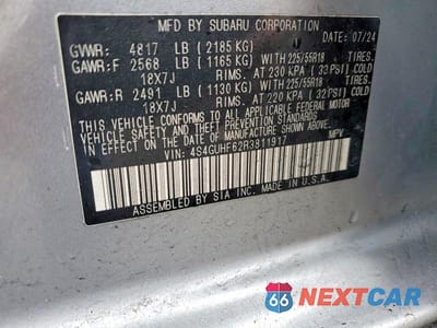 Zdjęcie 13 z 13 samochodu: 2024 SUBARU CROSSTREK SPORT VIN:4S4GUHF62R3811917 - miniatura
