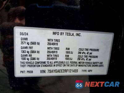 Zdjęcie 12 z 12 samochodu: 2024 TESLA MODEL Y VIN:7SAYGAEE2RF121459 - miniatura