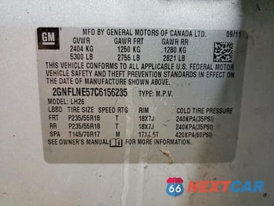 Zdjęcie 14 z 14 samochodu: 2012 CHEVROLET EQUINOX LT VIN:2GNFLNE57C6156235 - miniatura