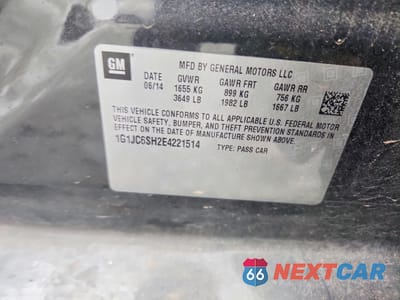 Zdjęcie 12 z 12 samochodu: 2014 CHEVROLET SONIC LT VIN:1G1JC6SH2E4221514 - miniatura