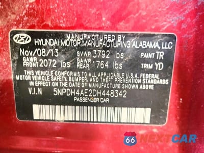 Zdjęcie 12 z 12 samochodu: 2013 HYUNDAI ELANTRA GLS VIN:5NPDH4AE2DH448342 - miniatura