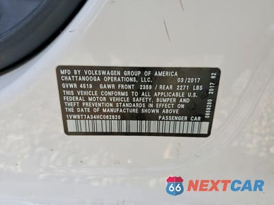 Zdjęcie 12 z 12 samochodu: 2017 VOLKSWAGEN PASSAT SE VIN:1VWBT7A34HC062820 - miniatura