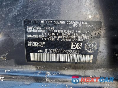 Zdjęcie 13 z 13 samochodu: 2023 SUBARU CROSSTREK VIN:JF2GTABC6PH265683 - miniatura