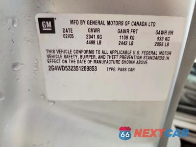 Zdjęcie 12 z 12 samochodu: 2005 BUICK LACROSSE CXL VIN:2G4WD532351269853 - miniatura
