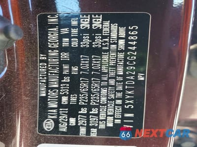 Zdjęcie 13 z 13 samochodu: 2012 KIA SORENTO LX VIN:5XYKTDA29CG244865 - miniatura
