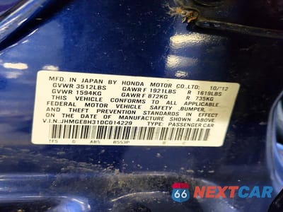 Zdjęcie 12 z 12 samochodu: 2013 HONDA FIT VIN:JHMGE8H31DC014229 - miniatura