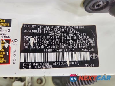 Zdjęcie 12 z 12 samochodu: 2013 TOYOTA CAMRY L VIN:4T4BF1FK4DR291107 - miniatura