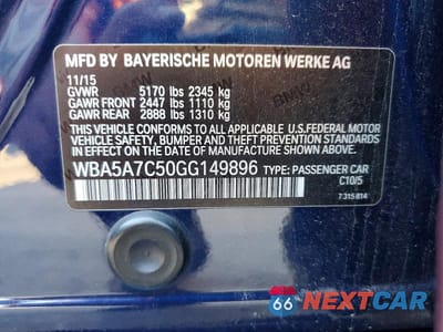 Zdjęcie 12 z 12 samochodu: 2016 BMW 528 XI VIN:WBA5A7C50GG149896 - miniatura