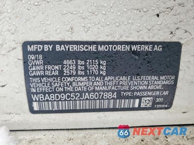 Zdjęcie 12 z 12 samochodu: 2018 BMW 330 XI VIN:WBA8D9C52JA607884 - miniatura