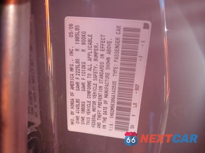 Zdjęcie 12 z 12 samochodu: 2006 HONDA ACCORD SE VIN:1HGCM56396A140505 - miniatura