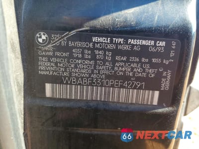 Zdjęcie 12 z 13 samochodu: 1993 BMW 325 I VIN:WBABF3310PEF42791 - miniatura